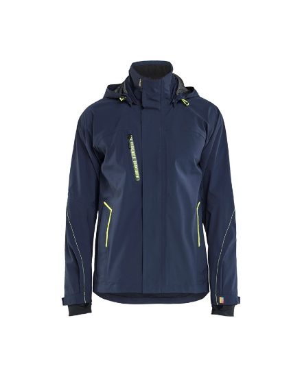 Afbeeldingen van BLÅKLÄDER Shelljack stretch 4483 donker marineblauw/High Vis geel S
