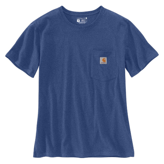 Afbeeldingen van CARHARTT T-shirt workwear met zak dames 103067 scout blue heather XL