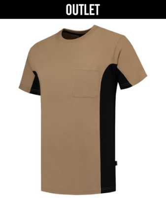 Afbeeldingen van TRICORP T-shirt bi-colour met borstzak 102002 khaki/zwart L