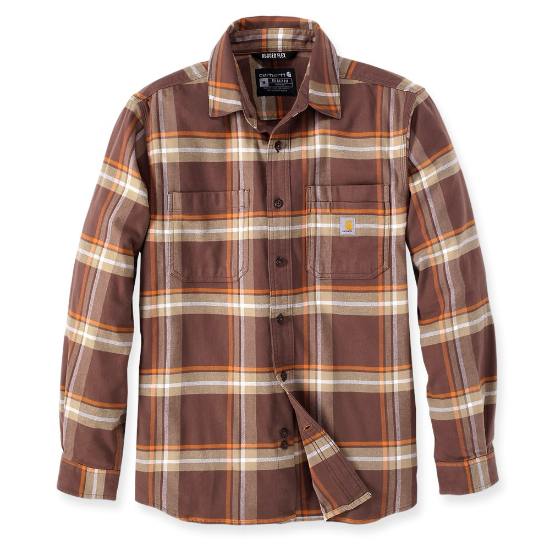 Afbeeldingen van CARHARTT Overhemd flannel geruit lange mouwen 105945 chestnut S