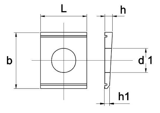 Afbeeldingen van Hellingplaat 8% t.b.v. U-profiel DIN434 EV M12