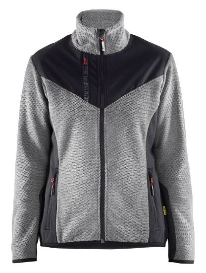 Afbeeldingen van BLÅKLÄDER Gebreid vest met softshell dames 5943 grijs mêlee/zwart XS