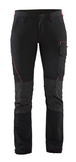 Afbeeldingen van BLÅKLÄDER Werkbroek service dames met 4-weg stretch 7122 zwart/rood D25