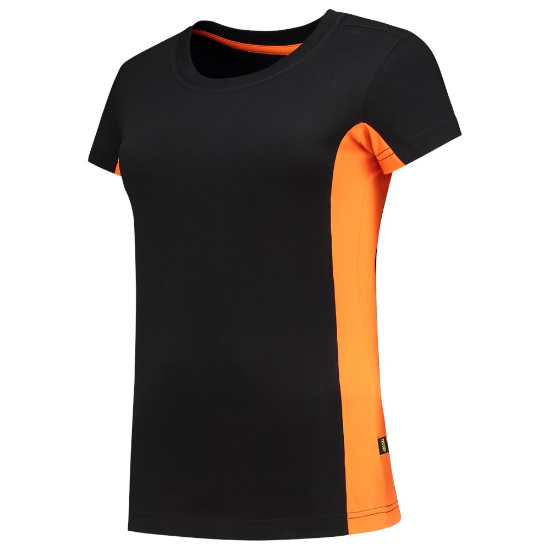 Afbeeldingen van TRICORP T-shirt bi-colour dames 102003 zwart/oranje L