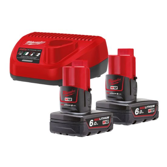 Afbeeldingen van MILWAUKEE Accu NRG pakket 2X6,0Ah + oplader M12NRG-602