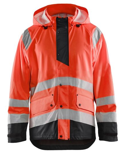 Afbeeldingen van BLÅKLÄDER Regenjas LEVEL 1 4323 High Vis rood/zwart XS