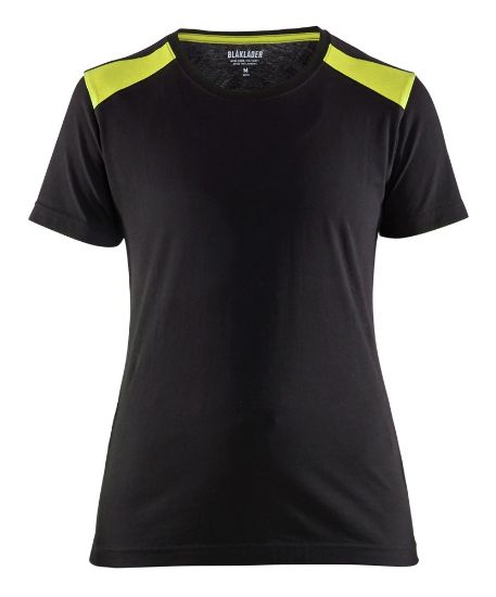 Afbeeldingen van BLÅKLÄDER T-shirt dames bi-colour 3479 zwart/High Vis geel M