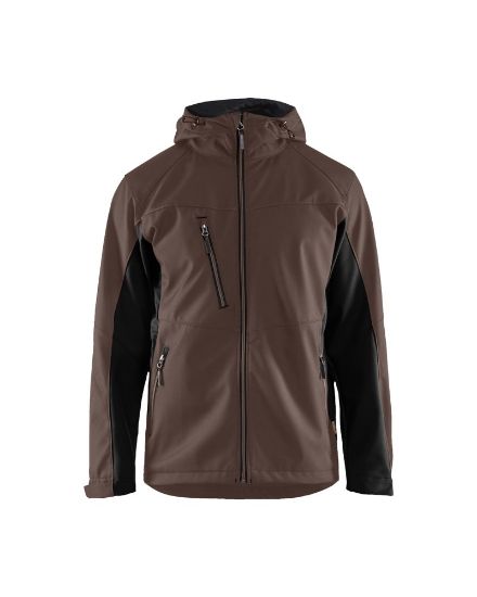 Afbeeldingen van BLÅKLÄDER Softshell jack met capuchon 4753 bruin/zwart XS
