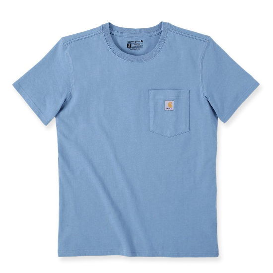 Afbeeldingen van CARHARTT T-shirt workwear met zak dames 103067 skystone XS