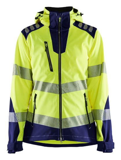 Afbeeldingen van BLÅKLÄDER Softshell jack dames 4791 High Vis geel/marineblauw 2XL