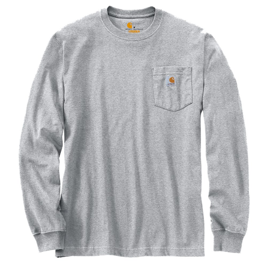 Afbeeldingen van CARHARTT T-shirt met lange mouwen en zak K16 heather grey L