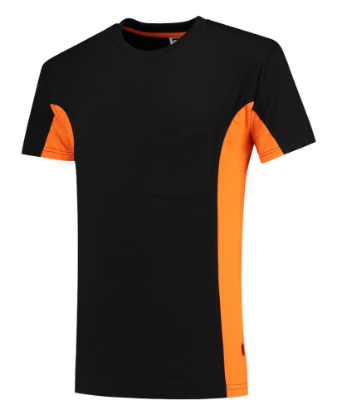 Afbeeldingen van TRICORP T-shirt bi-colour met borstzak 102002 zwart/oranje L