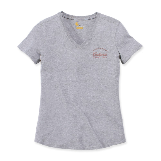Afbeeldingen van CARHARTT T-shirt V-hals grafische print dames 104227 heather grey XS