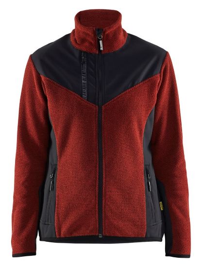 Afbeeldingen van BLÅKLÄDER Gebreid vest met softshell dames 5943 gebrand rood/zwart XS