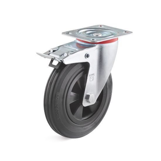 Afbeeldingen van Zwenkwiel massief met rem rubber 135KG 160MM