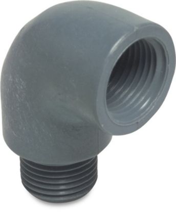 Afbeeldingen van Knie 90° PP grijs ¾" binnendraad/buitendraad 10bar