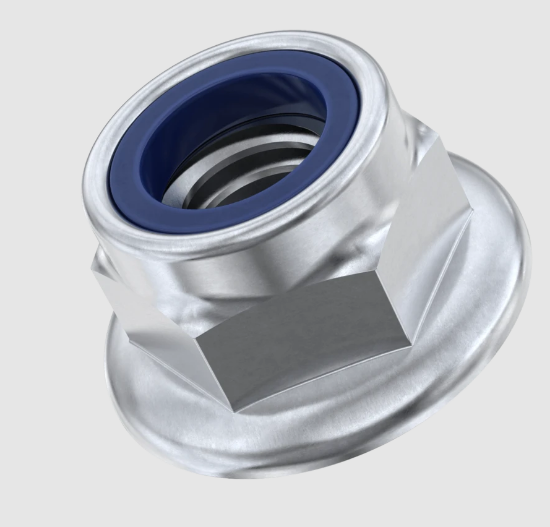 Afbeeldingen van Zeskantborgmoer met flens & kunststof ring DIN6926 8 EV M16