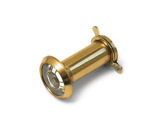 Afbeeldingen van DX Deurspion 180° massief messing gepolijst 14MM deurdikte 35-60MM inclusief afsluitklepje