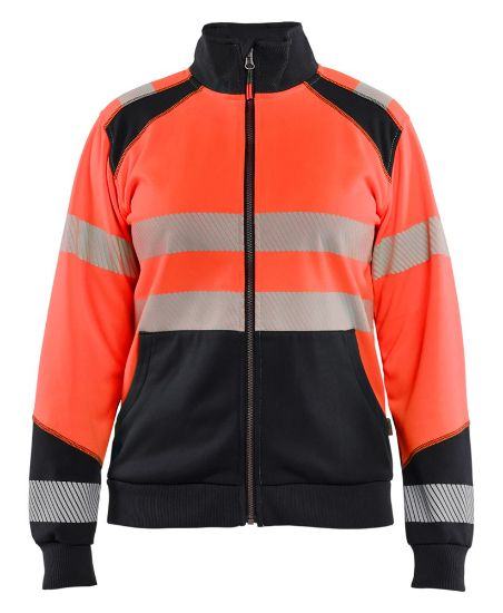 Afbeeldingen van BLÅKLÄDER Sweater dames met rits 3508 High Vis rood/zwart S