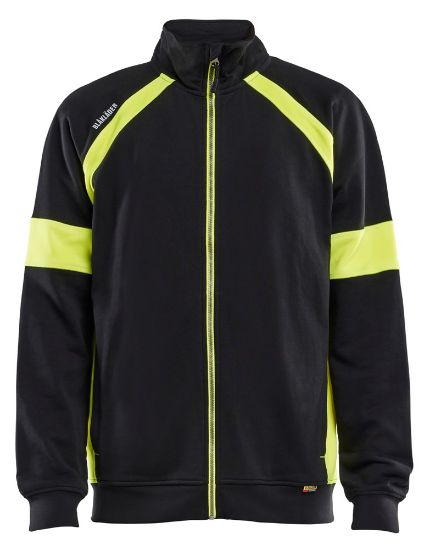 Afbeeldingen van BLÅKLÄDER Sweater Visible met rits 3567 zwart/High Vis geel L