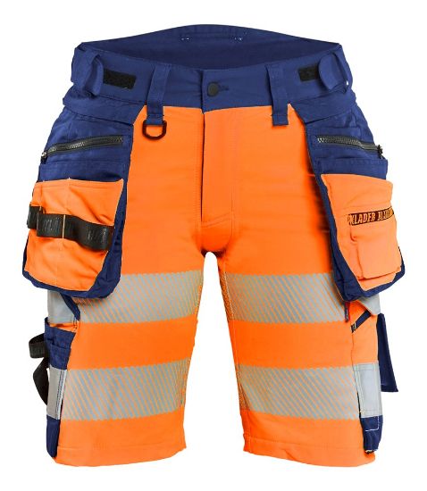 Afbeeldingen van BLÅKLÄDER Short met 4-weg stretch dames 7020 High Vis oranje/marineblauw C50