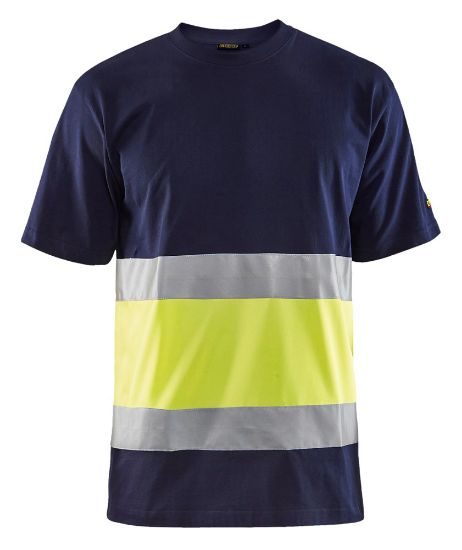 Afbeeldingen van BLÅKLÄDER T-shirt 3387 marineblauw/High Vis geel M