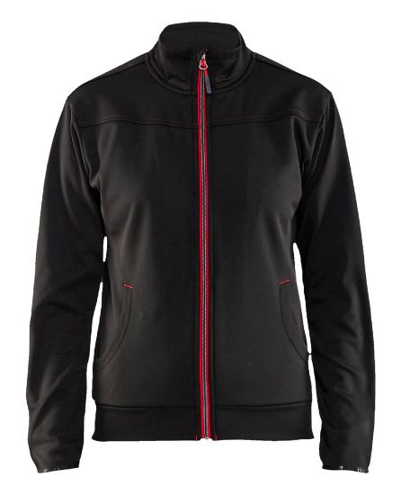 Afbeeldingen van BLÅKLÄDER Sweatshirt service dames met rits 3394 zwart/rood L