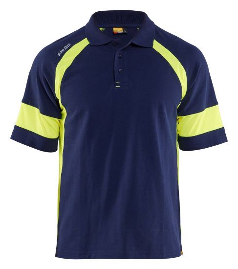 Afbeeldingen van BLÅKLÄDER Poloshirt Visible 3528 marineblauw/High Vis geel L