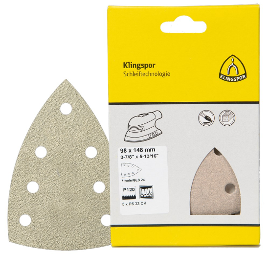 Afbeeldingen van Schuurpapiervel PS33CK met klittenband 98X148MM K40 stansvorm GLS24 in DIY verpakking