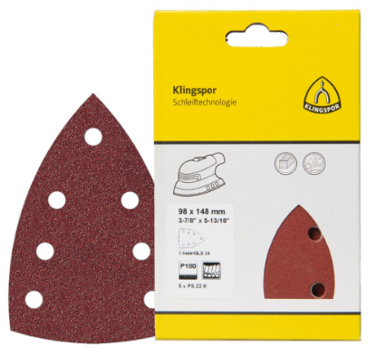 Afbeeldingen van Schuurpapiervel PS22K met klittenband 98X148MM K120 stansvorm GLS24 in DIY verpakking