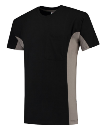 Afbeeldingen van TRICORP T-shirt bi-colour met borstzak 102002 zwart/grijs 2XL