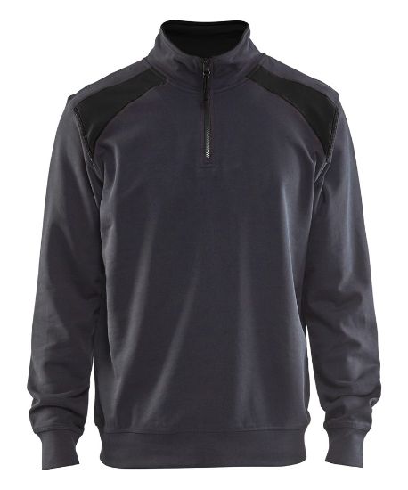 Afbeeldingen van BLÅKLÄDER Sweatshirt bi-colour met halve rits 3353 medium grijs/zwart 2XL
