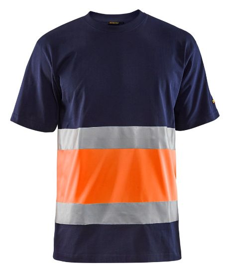 Afbeeldingen van BLÅKLÄDER T-shirt 3387 marineblauw/High Vis oranje M