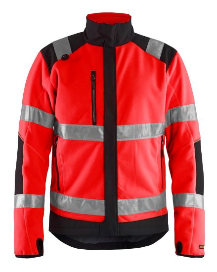 Afbeeldingen van BLÅKLÄDER Fleecejack winddicht 4888 High Vis rood/zwart XS