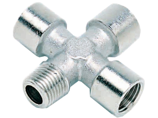 Afbeeldingen van X-draadfitting ¼" buitendraad/binnendraad/binnendraad/binnendraad