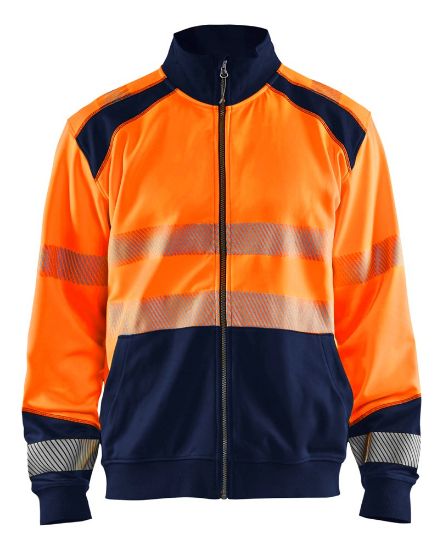 Afbeeldingen van BLÅKLÄDER Sweater met rits 3558 High Vis oranje/marineblauw L