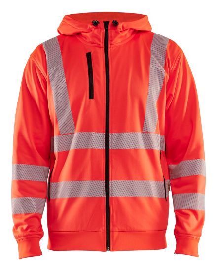 Afbeeldingen van BLÅKLÄDER Hoodie met rits 3565 High Vis rood 3XL