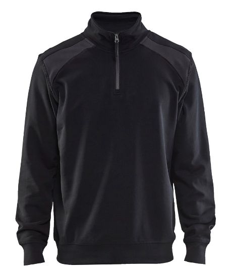 Afbeeldingen van BLÅKLÄDER Sweatshirt bi-colour met halve rits 3353 zwart/medium grijs 3XL