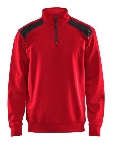 Afbeeldingen van BLÅKLÄDER Sweatshirt bi-colour met halve rits 3353 rood/zwart L