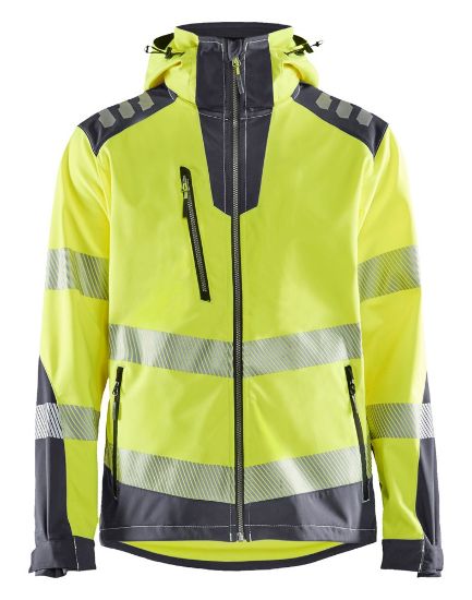 Afbeeldingen van BLÅKLÄDER Softshell jack 4491 High Vis geel/medium grijs XL