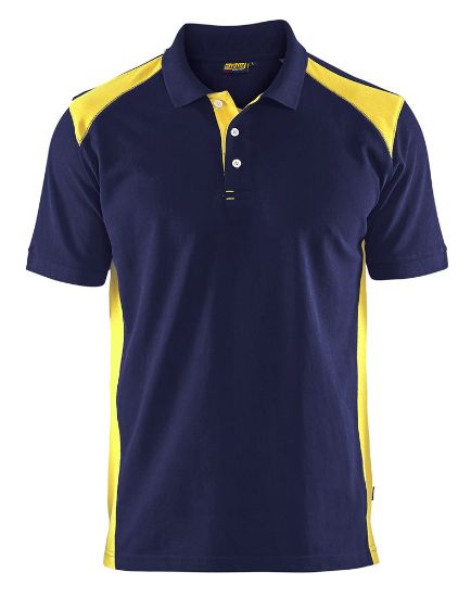 Afbeeldingen van BLÅKLÄDER Poloshirt piqué 3324 marineblauw/High Vis geel M