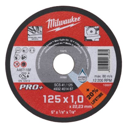 Afbeeldingen van MILWAUKEE Doorslijpschijf metaal dun PRO+ SCS41 125X1MM