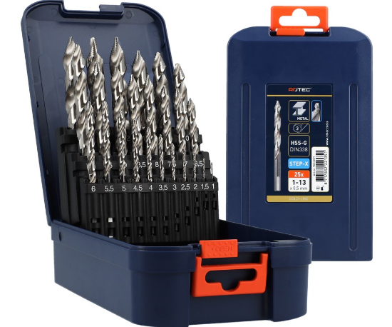 Afbeeldingen van ROTEC Metaalborenset 104 DIN338 STEP-X 25x 1-13MM