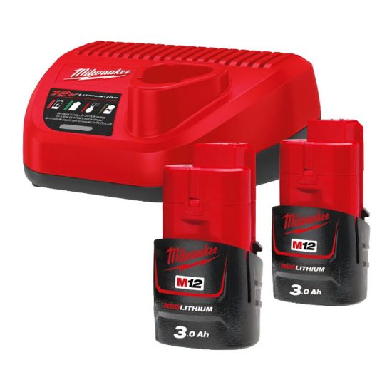 Afbeeldingen van MILWAUKEE Accu NRG pakket 2X3,0Ah + oplader M12NRG-302