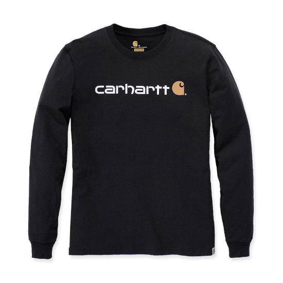 Afbeeldingen van CARHARTT T-shirt lange mouwen met logo 104107 zwart S