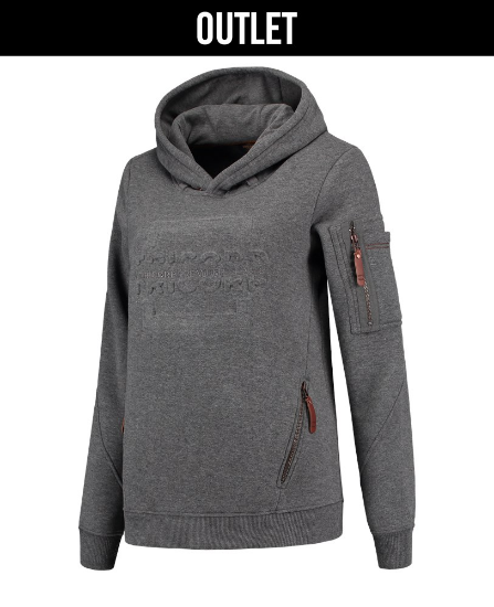 Afbeeldingen van TRICORP Sweater Premium met capuchon en logo dames 304007 steengrijs melange L