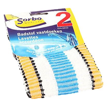 Afbeeldingen van SORBO Badstofvaatdoek streep 35X35CM 2x