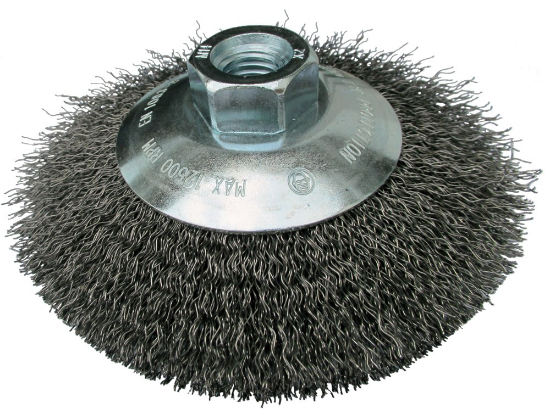 Afbeeldingen van Kegelborstel 0,3MM gebogen staal M14 125MM