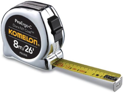 Afbeeldingen van KOMELON Rolmaat ProErgo-C 8M 25MM staal/nylon gecoate band in ABS/chroom kast