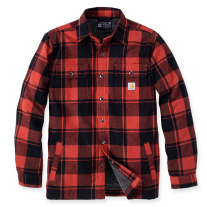 Afbeeldingen van CARHARTT Overhemd flannel sherpa geruit 105939 red ochre 2XL